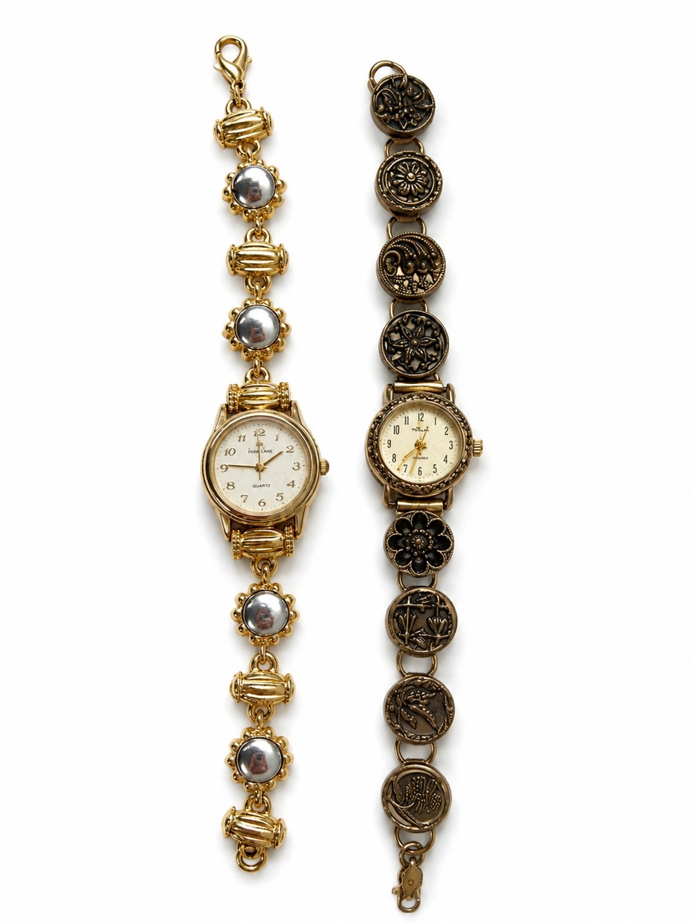 Gold-Tone Women's Bracelet Watch - Elegant Floral Accent